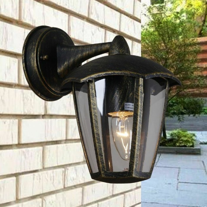 Уличный настенный светильник 08304-9.2-001SJ Top mount BKG черного цвета - лучшие Настенные уличные светильники в INMYROOM