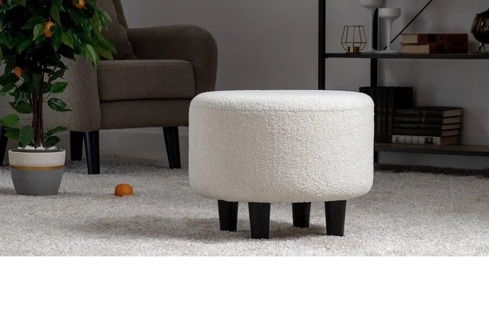 Пуф Шон белого цвета - лучшие Пуфы в INMYROOM