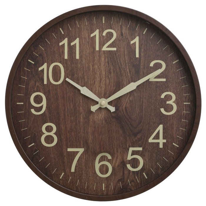 Часы настенные из пластика коричневого цвета 