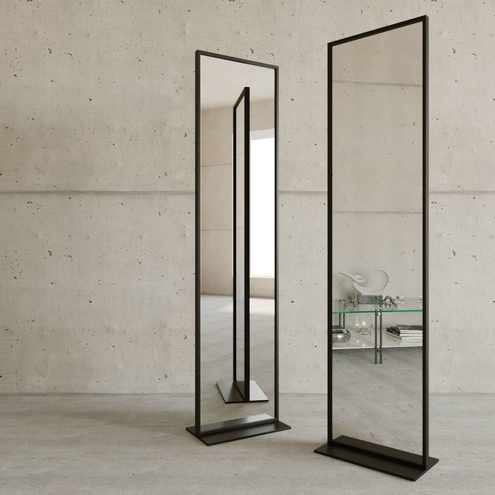 Дизайнерское напольное зеркало Ablestar в металлической раме черного цвета - купить Напольные зеркала по цене 21900.0