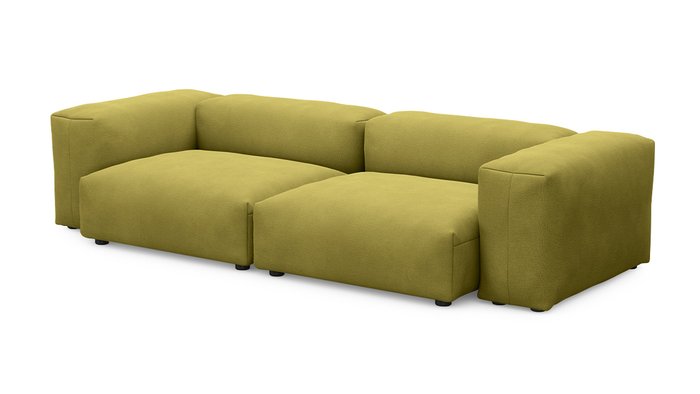 Прямой диван Фиджи двухсекционный горчично-зеленого цвета - купить Прямые диваны по цене 66700.0