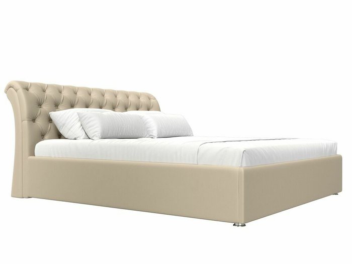 Кровать Сицилия 160х200 бежевого цвета с подъемным механизмом (экокожа) - лучшие Кровати для спальни в INMYROOM