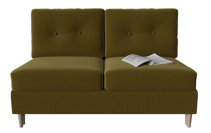 Модуль диван-кровать двухместный Белфаст оливкового цвета - купить Прямые диваны по цене 21206.0