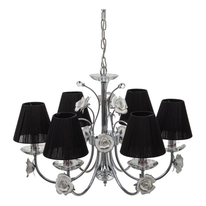 Подвесная люстра 2031/6 (chrome) (ткань, цвет черный) Подвесная люстра 2031/6 (chrome) (ткань, цвет черный)