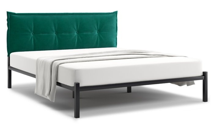 Кровать Лофт Cedrino 160х200 темно-зеленого цвета без подъемного механизма