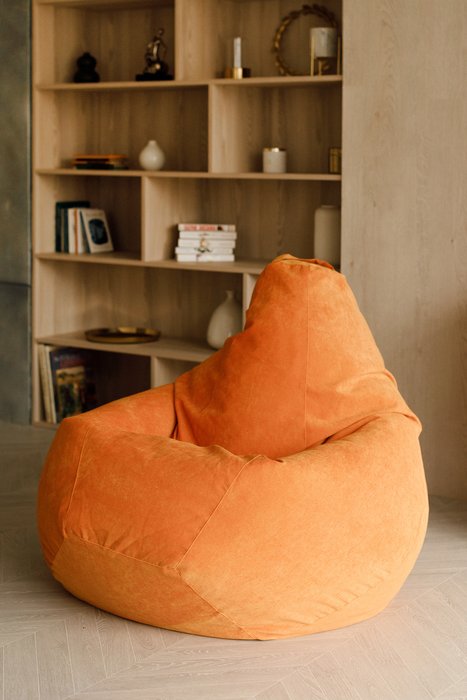 Кресло-мешок Груша в обивке из микровельвета оранжевого цвета  - лучшие Бескаркасная мебель в INMYROOM