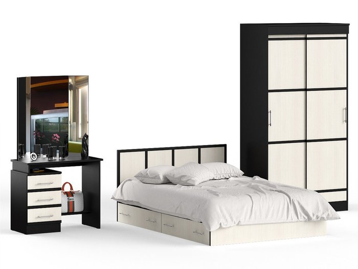 Спальня Сакура бежево-коричневого цвета - купить Спальные гарнитуры по цене 36190.0