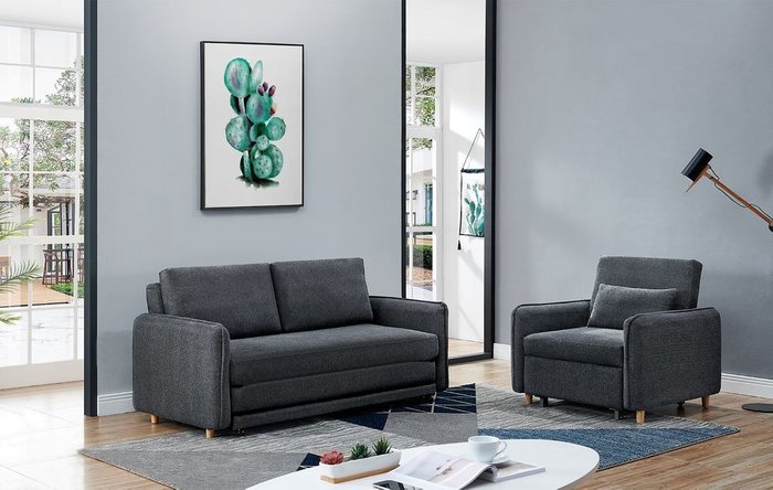 Прямой диван-кровать Arizona графитового цвета - лучшие Прямые диваны в INMYROOM