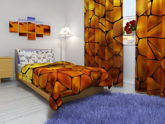 Комплект для спальной комнаты: Золотой мир - купить Шторы по цене 3990.0
