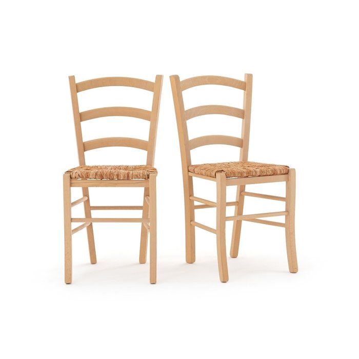 Комплект из двух стульев с плетеным сидением Perrine бежевого цвета