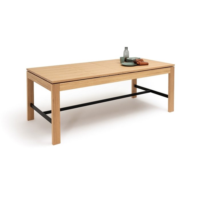 Обеденный стол раздвижной из дуба Enola бежевого цвета - купить Обеденные столы по цене 181109.0