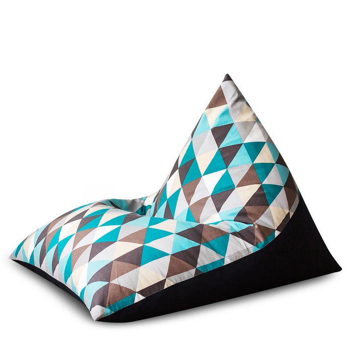 Кресло Пирамида Изумруд коричнево-голубого цвета - купить Бескаркасная мебель по цене 3699.0