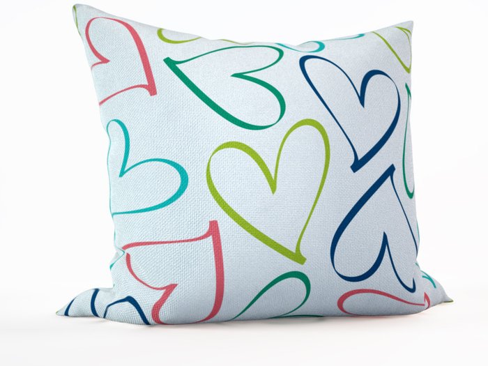 Декоративная подушка: Цветные сердечки