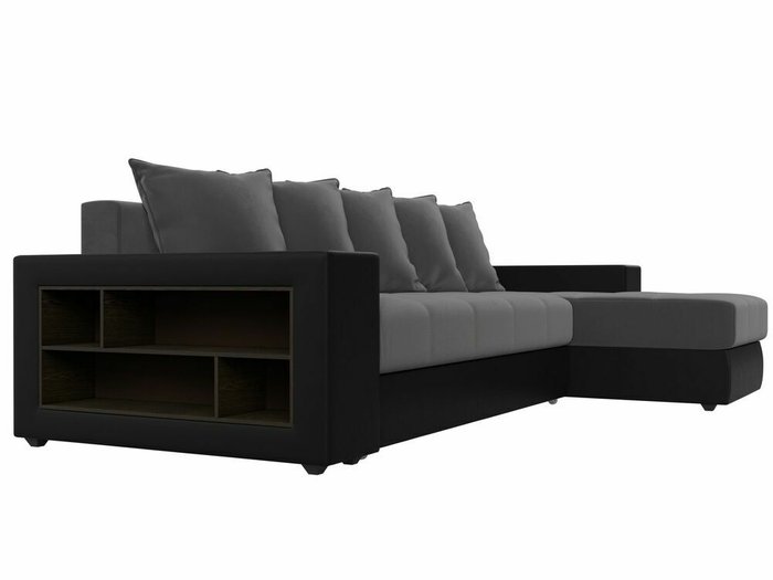 Угловой диван-кровать Дубай серо-черного цвета (ткань/экокожа)  правый угол - лучшие Угловые диваны в INMYROOM