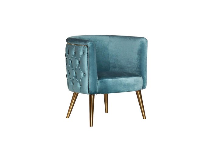 Кресло велюровое бирюзового цвета из дерева - купить Интерьерные кресла по цене 46560.0