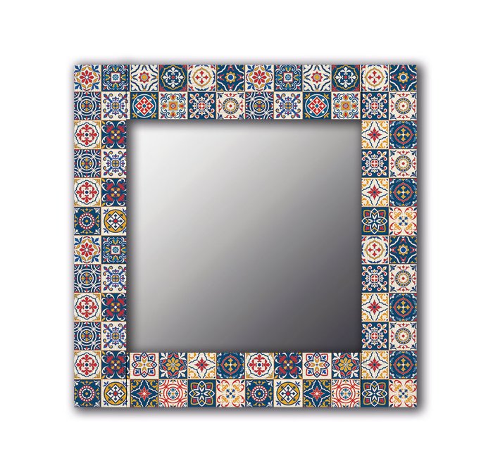 Настенное зеркало Марокканская плитка 50х65 голубого цвета - купить Настенные зеркала по цене 13190.0