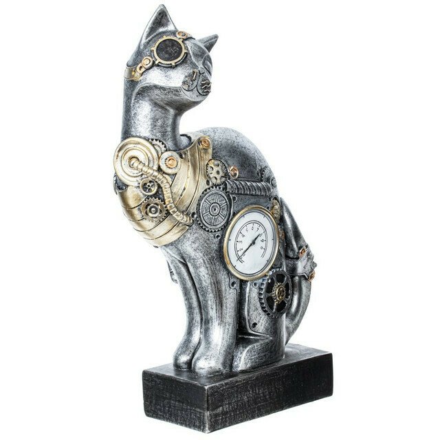 Фигурка декоративная Кошка серебристого цвета - купить Фигуры и статуэтки по цене 5387.0