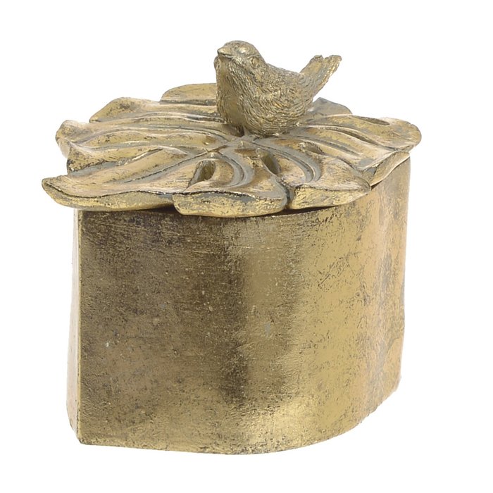 Шкатулка из искусственного камня золотого цвета