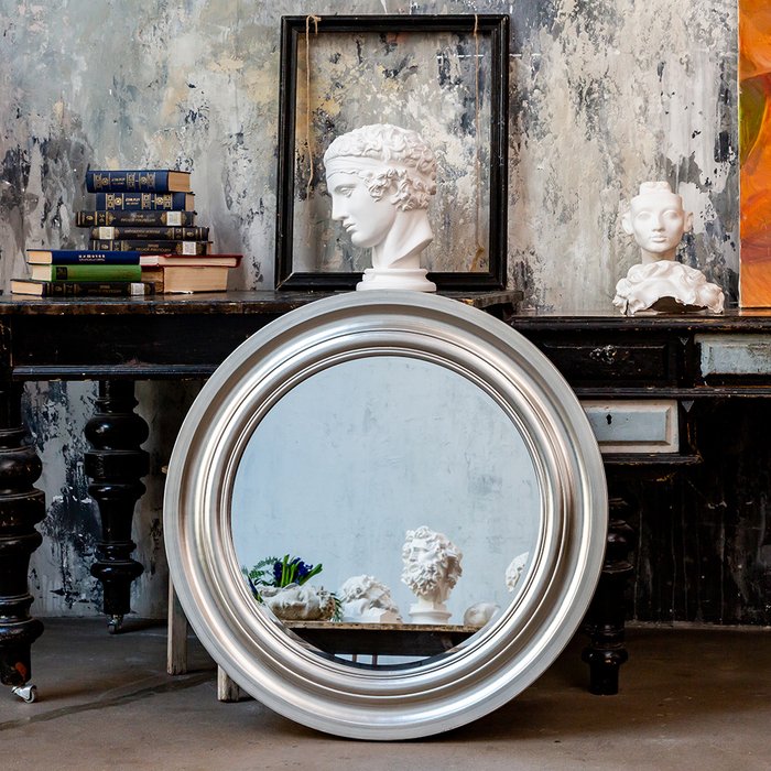 Настенное зеркало Френсис в раме серебряного цвета - купить Настенные зеркала по цене 22900.0