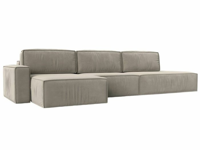 Угловой диван-кровать Прага модерн лонг бежевого цвета левый угол