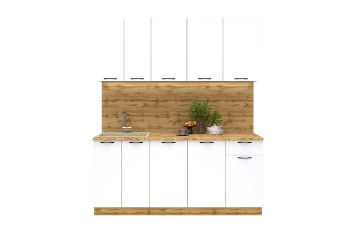 Кухня прямая Вивиан белого цвета 1.8 м со столешницей 38 мм