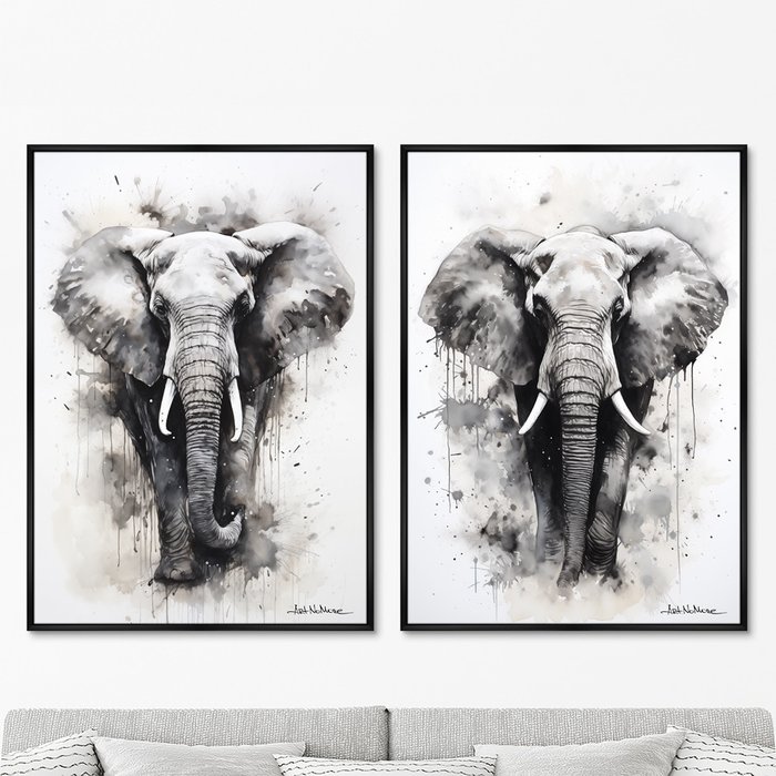 Набор из двух репродукций картин Walking elephants, 2024г. - купить Картины по цене 49998.0