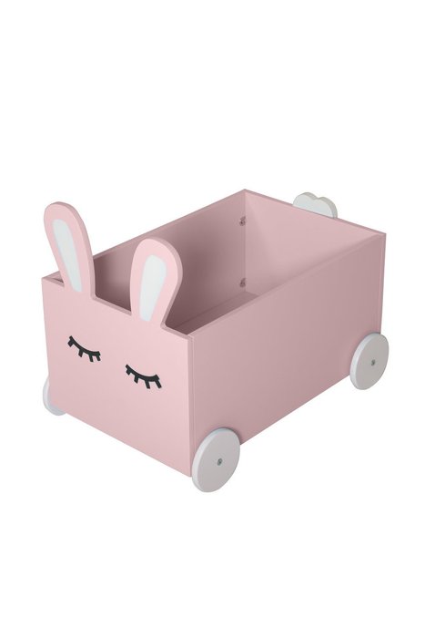 Ящик для игрушек Sleepy Bunny на колёсах розового цвета