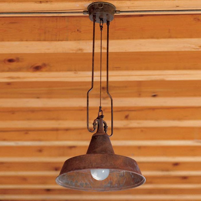 Подвесной светильник Aldo Bernardi FONDERIA из металла ржаво-коричневого цвета с патиной