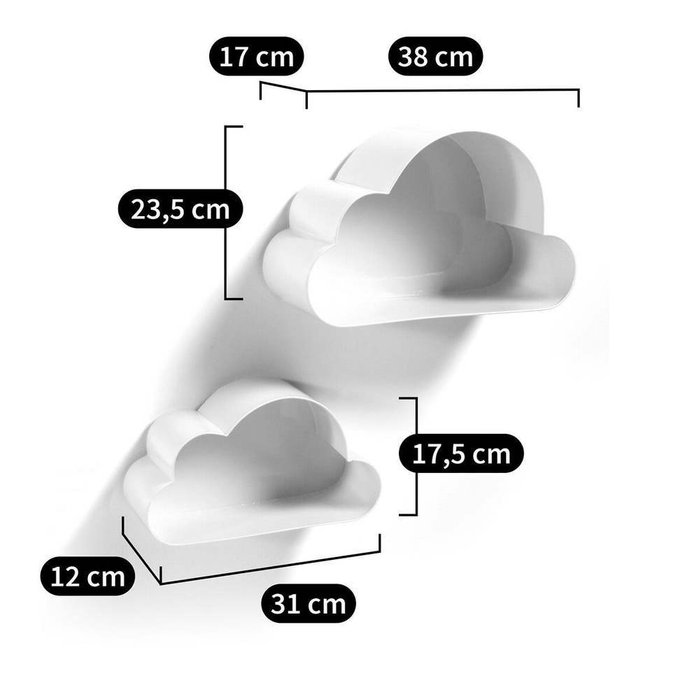 Комплект из двух полок в виде облаков Spacielle белого цвета - купить Полки по цене 3056.0