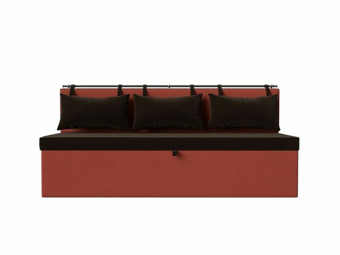 Прямой диван-кровать Метро коричнево-кораллового цвета - купить Прямые диваны по цене 27999.0