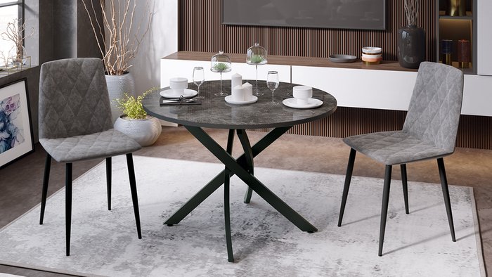 Обеденный круглый стол Diamond черного цвета - лучшие Обеденные столы в INMYROOM