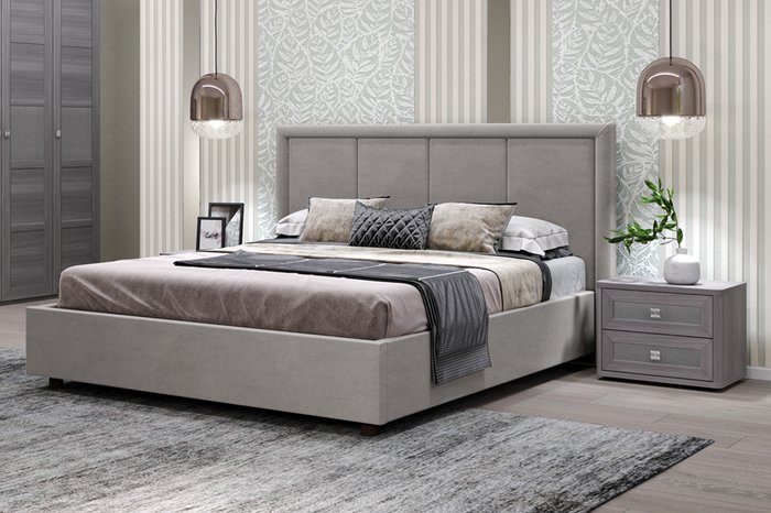 Кровать 180х200 серого цвета с подъёмным основанием - лучшие Кровати для спальни в INMYROOM
