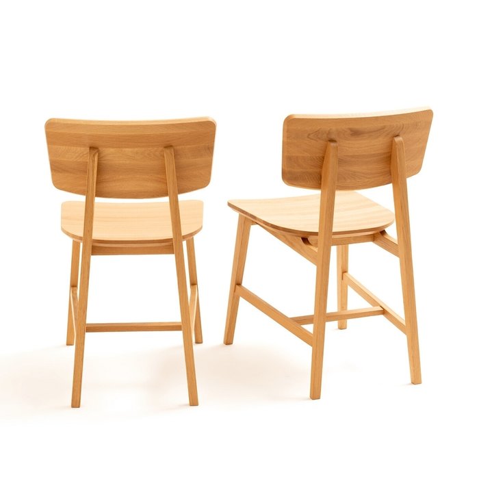 Комплект из двух винтажных стульев из массива дуба Aya коричневого цвета - лучшие Обеденные стулья в INMYROOM