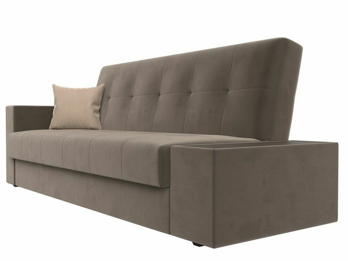 Диван-кровать Лига 020 коричневого цвета со столиком справа (велюр) - лучшие Прямые диваны в INMYROOM