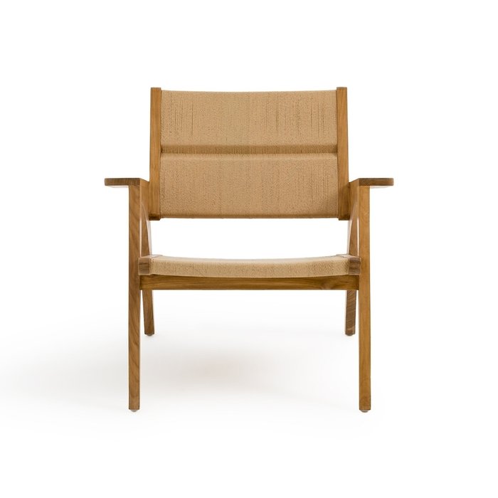 Кресло из тика и плетения Tekora бежевого цвета - купить Интерьерные кресла по цене 49850.0