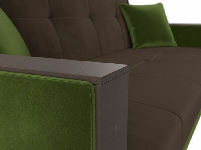 Прямой диван-кровать Валенсия зелено-коричневого цвета - лучшие Прямые диваны в INMYROOM