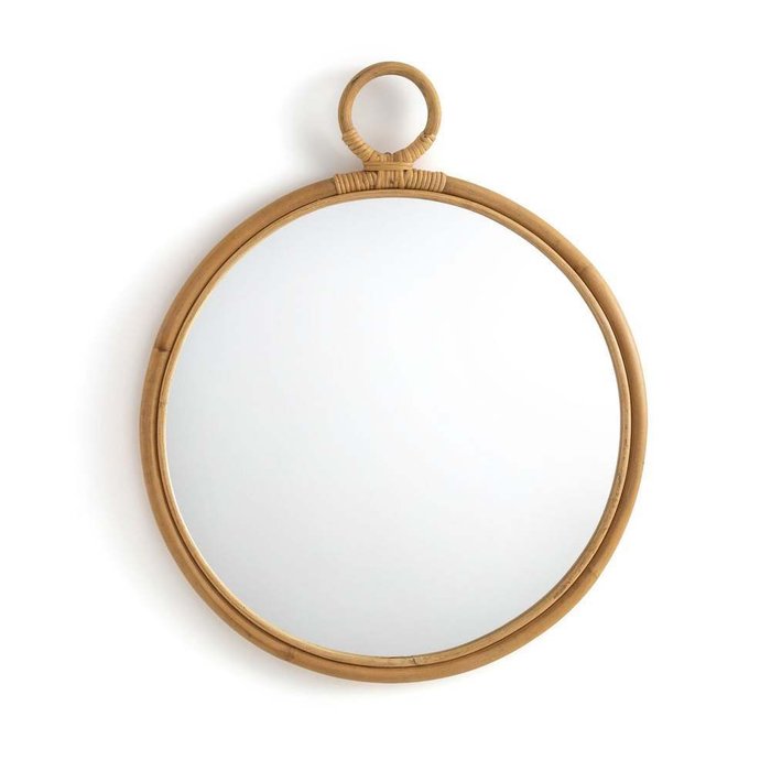 Настенное зеркало Nogu диаметр 52 в раме из ротанга 