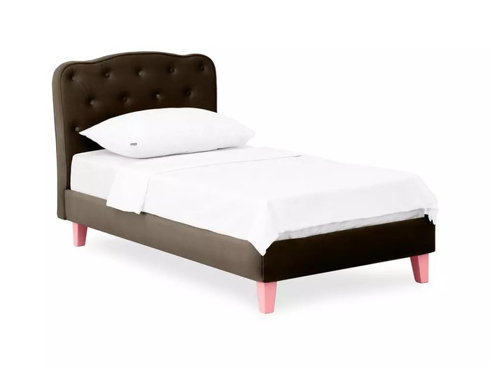 Кровать Candy 80х160 темно-коричневого цвета с розовыми ножками Кровать Candy 80х160 темно-коричневого цвета с розовыми ножками