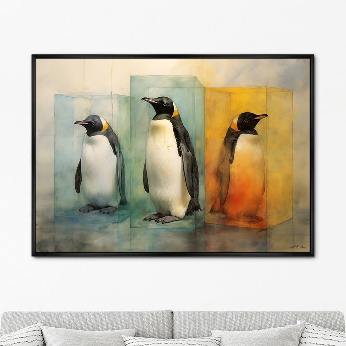 Репродукция картины Cocktail Penguins, 2024г. - купить Картины по цене 24999.0