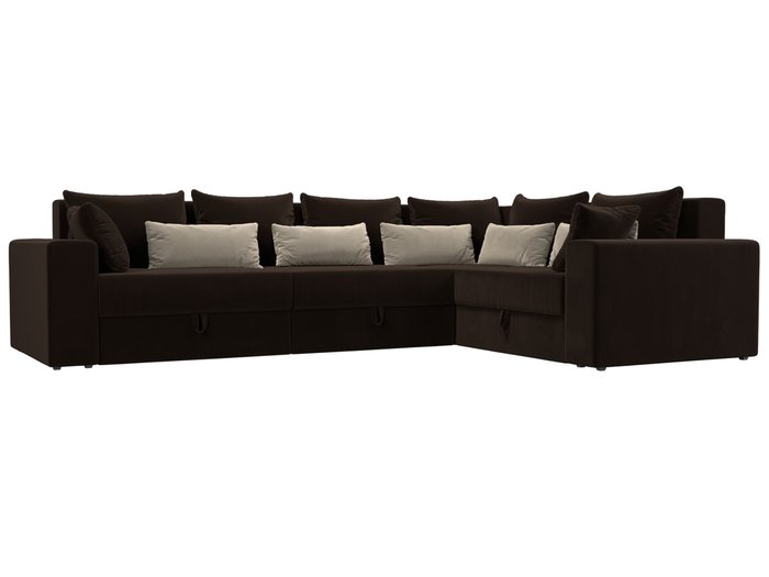 Угловой диван-кровать Мэдисон Long коричнево-бежевого цвета