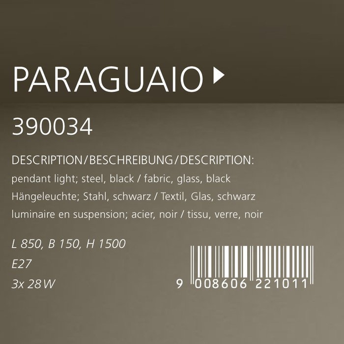 Люстра подвесная Paraguaio черного цвета - лучшие Подвесные люстры в INMYROOM