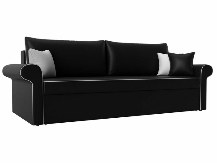 Прямой диван-кровать Милфорд черного цвета (экокожа)