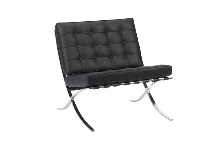Кресло Barcelona Chair Чёрное Экокожа   - купить Интерьерные кресла по цене 63750.0