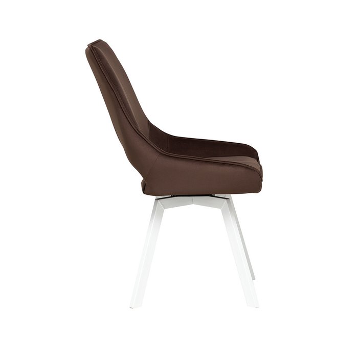 Стул вращающийся Галвес коричневого цвета с белыми ножками - лучшие Обеденные стулья в INMYROOM