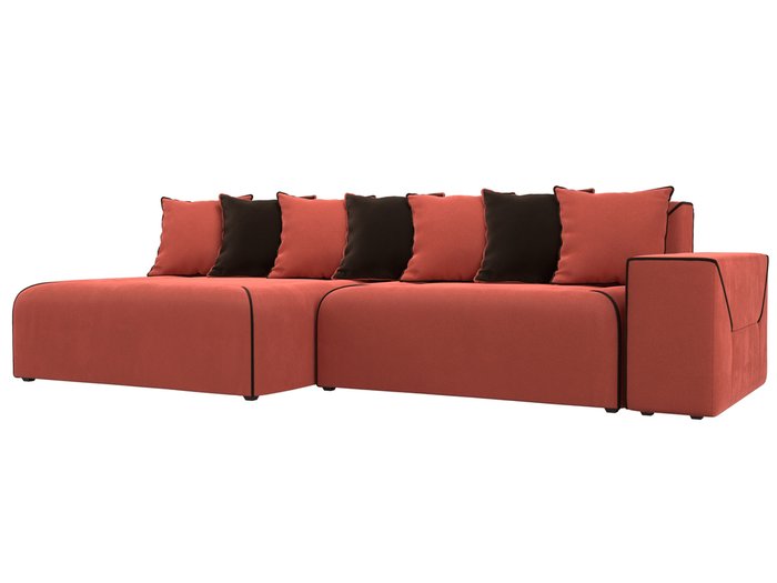 Угловой диван-кровать Кёльн кораллового цвета левый угол