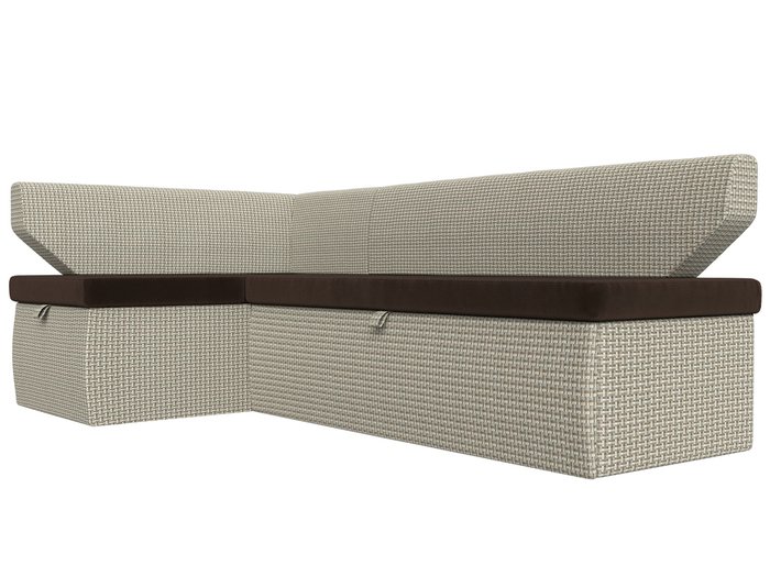 Угловой диван-кровать Омура бежево-коричневого цвета левый угол - лучшие Угловые диваны в INMYROOM