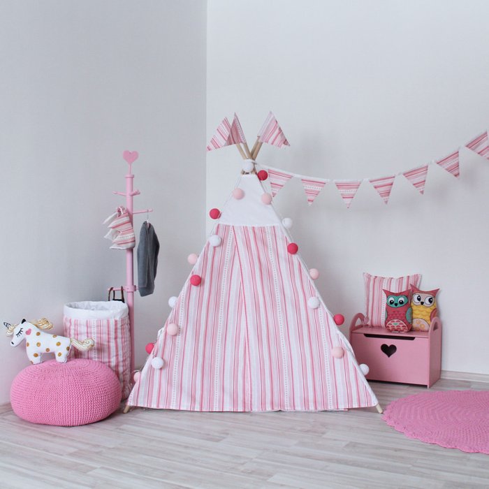 Вигвам для детей Pink Stripes - купить Игровые домики в детскую по цене 8590.0