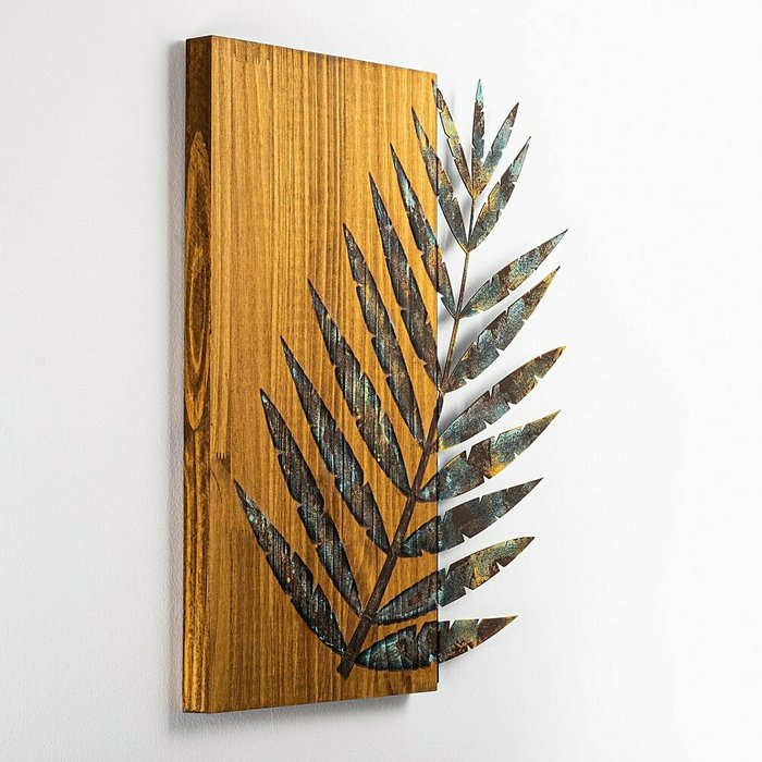 Настенный декор Лист 58x50 из металла и дерева - купить Декор стен по цене 14350.0