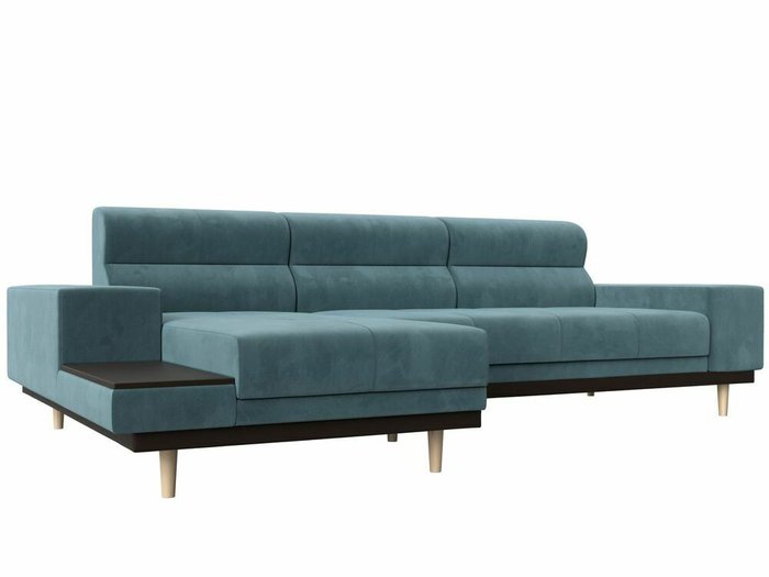 Угловой диван-кровать Леонардо бирюзового цвета левый угол