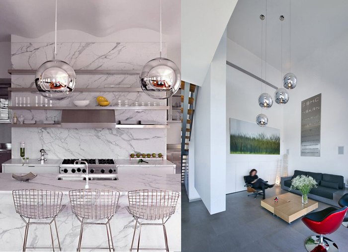 Подвесной светильник Tom Dixon Mirror Ball с плафоном из металла в виде зеркального шара  - купить Подвесные светильники по цене 45430